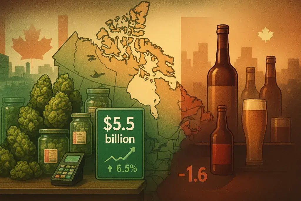 Canadian Cannabis Sales Hit $5.5 Billion as Alcohol Revenue Slides